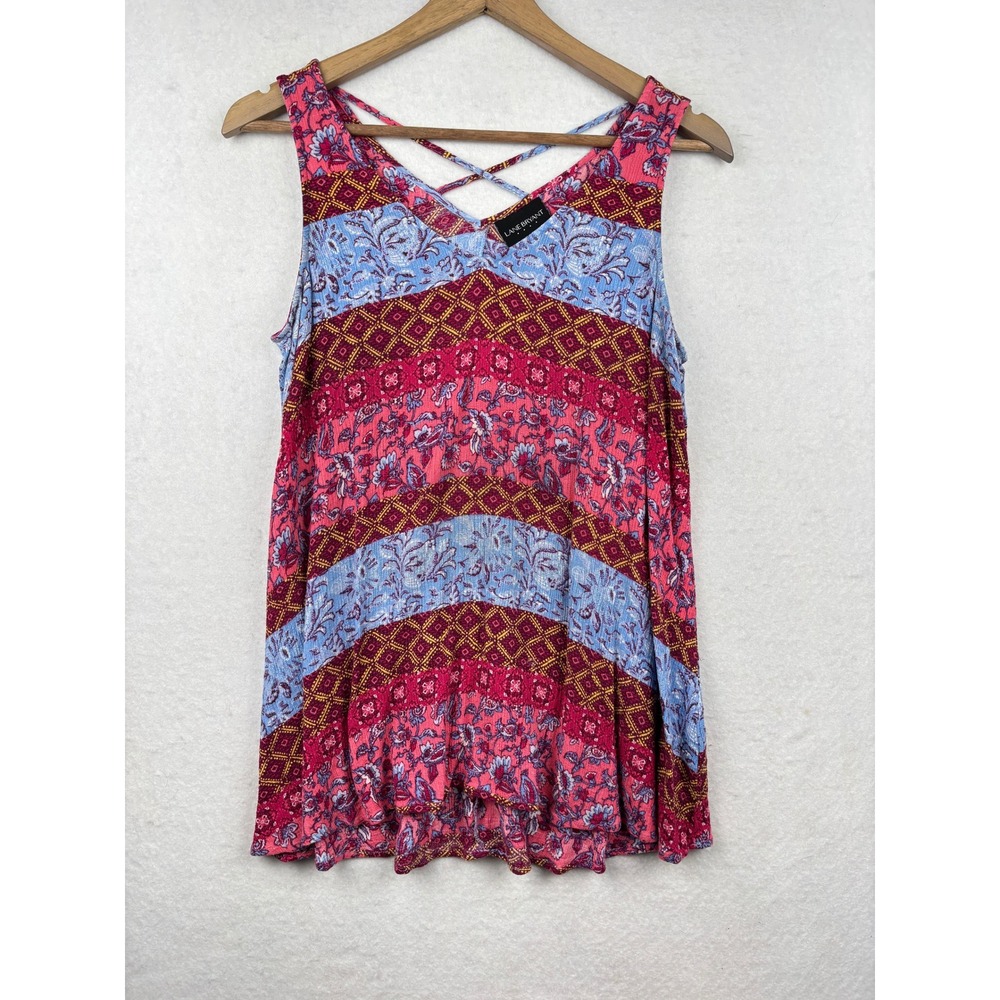 Lane Bryant Tank Top Womens 16 Floral Swing Strappy Back Boho
